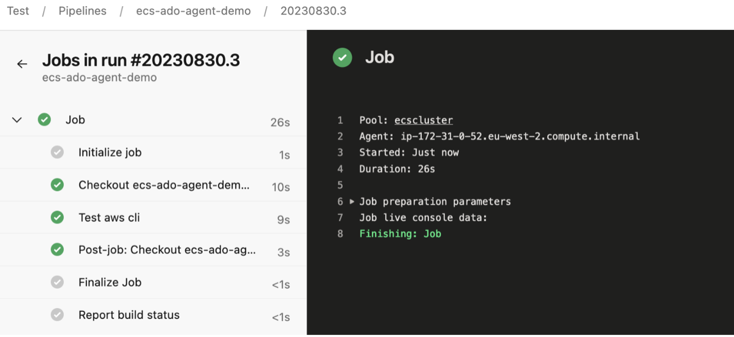 Figure 12: Screenshot showing successful pipeline job execution