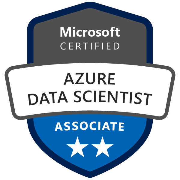 Microsoft Certified: Azure Data Scientist Associate badge image. Issued by Microsoft