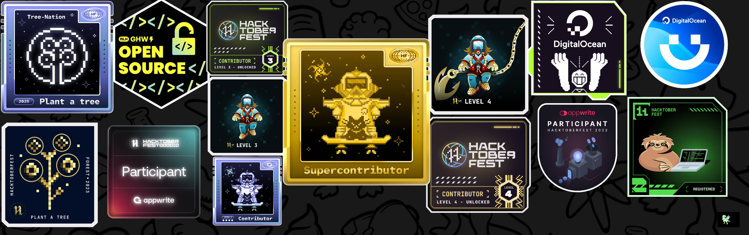 An image of @IamBisrutPyne's Holopin badges, which is a link to view their full Holopin profile