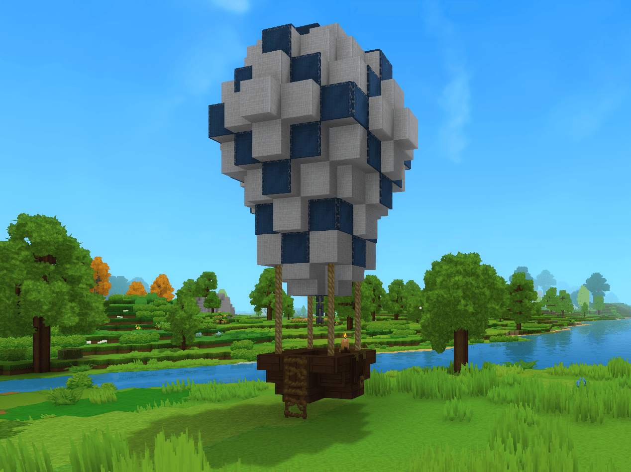 A deployed hot air balloon