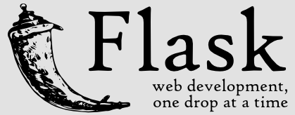 Flask logo with text: "web development, one drop at a time"