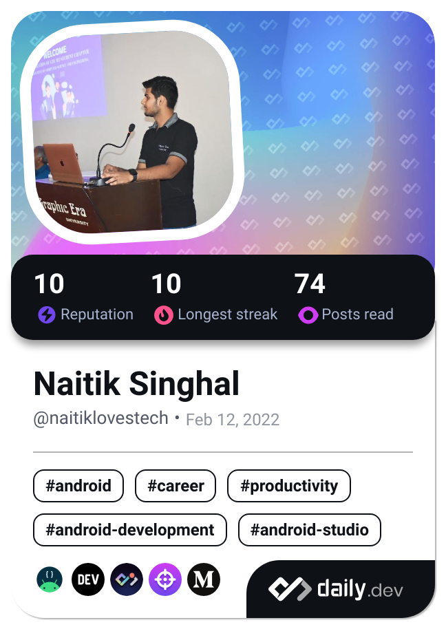 Naitik Singhal's Dev Card