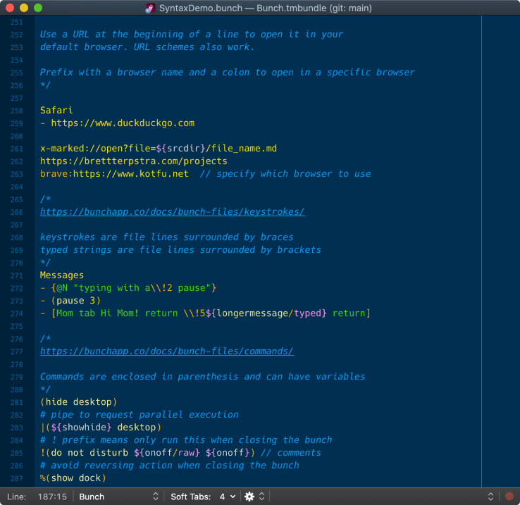 Bunch syntax screenshot in Cobalt theme