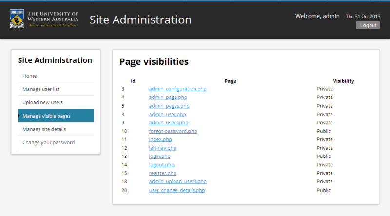 manage page visibility