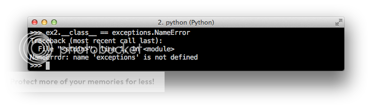 ex2.class != exceptions.NameError