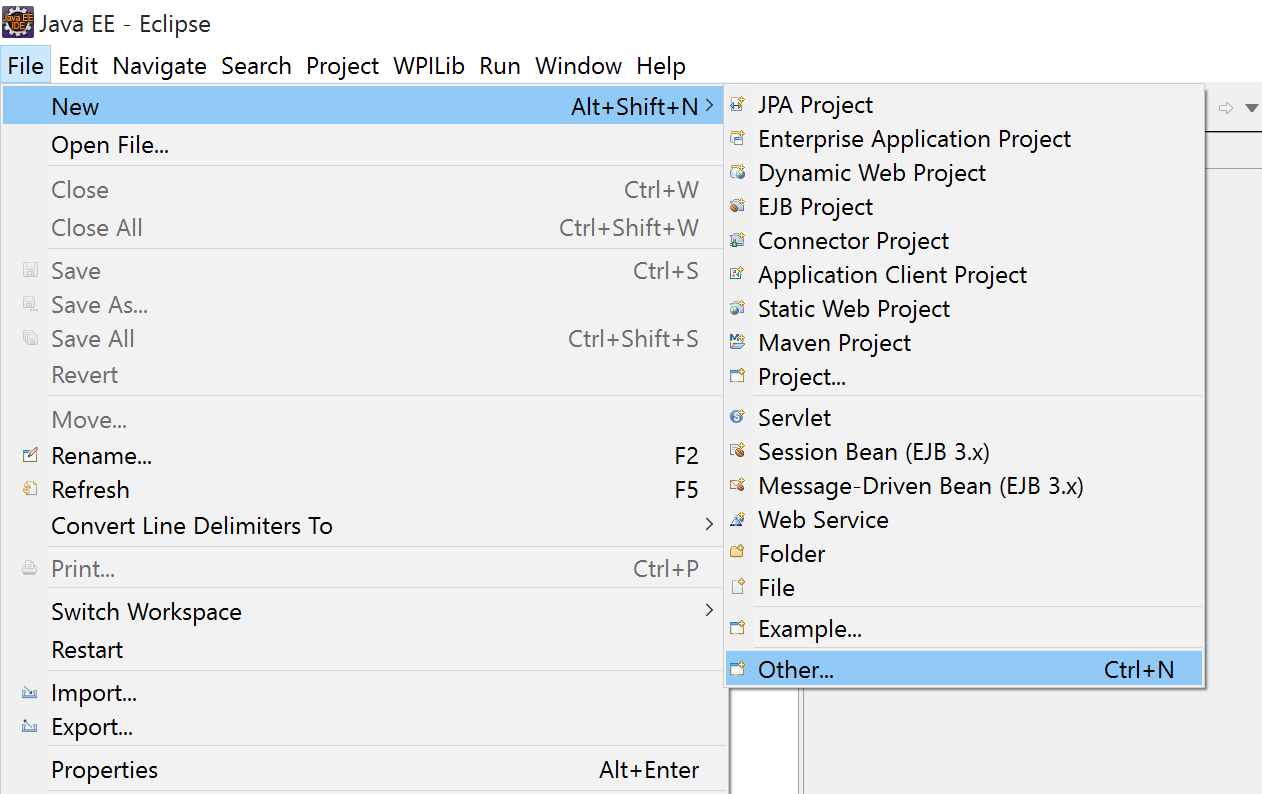 Go to file -> new -> other