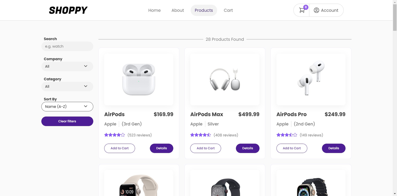 desktop list of products