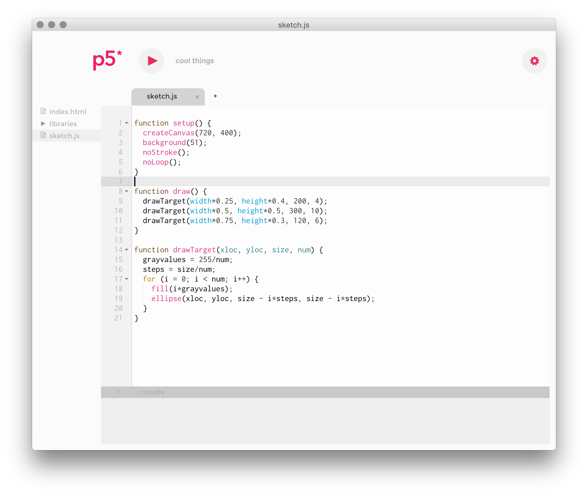 p5.js Editor Screenshot