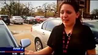 Girl's reaction to hail destroying her car in Texas storm