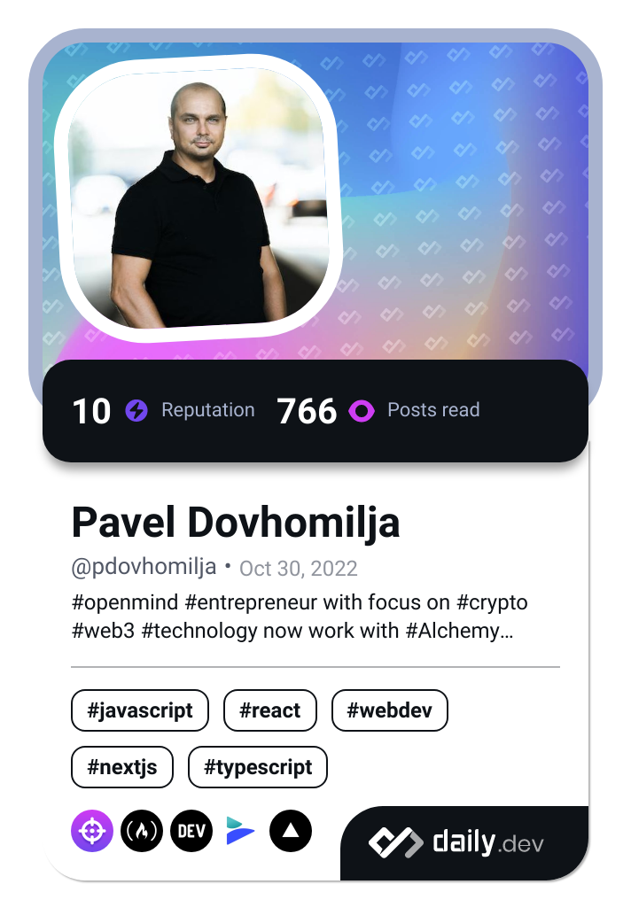 Pavel Dovhomilja's Dev Card