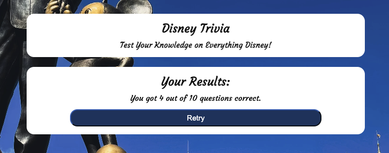 image of the final quiz screen page