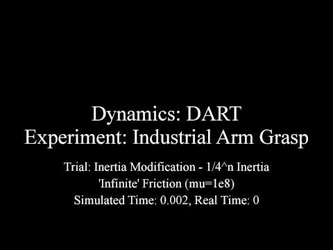 DART - Industrial Arm Grasp - 1/4^n Inertia - 'Infinite' Friction