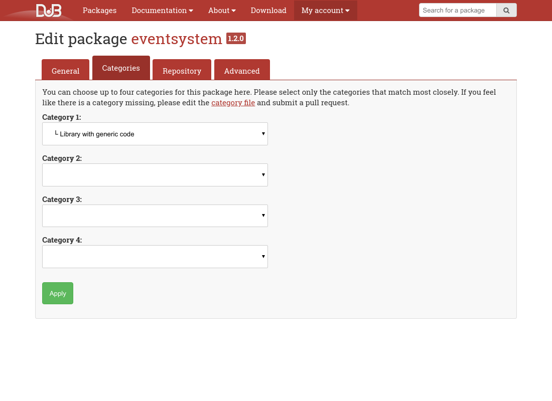 package view categories tab