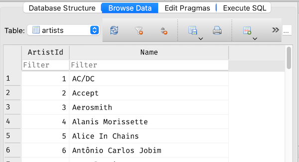 View one table in DB Browser