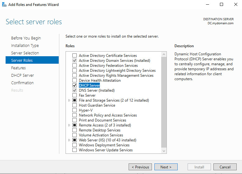 Installing DHCP Server