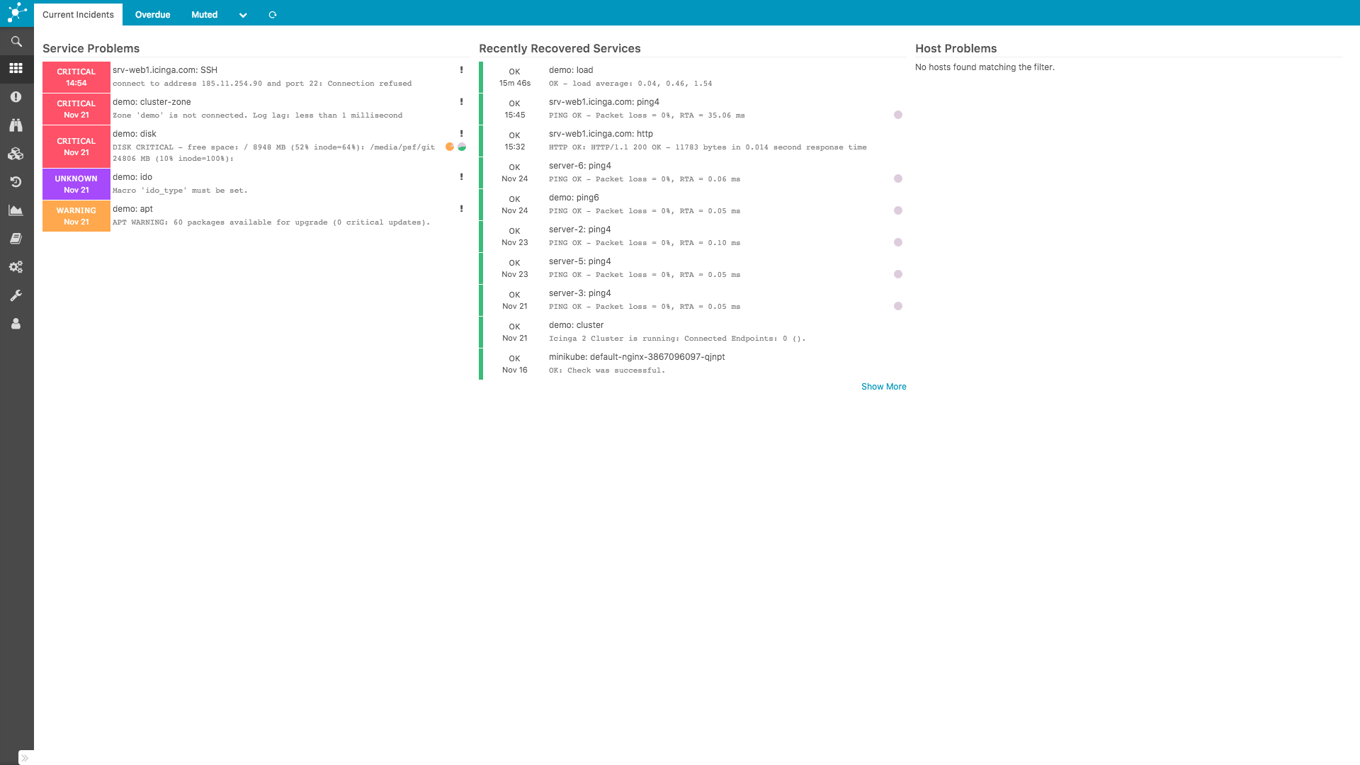 Icinga Web 2 Sidebar Collapsed