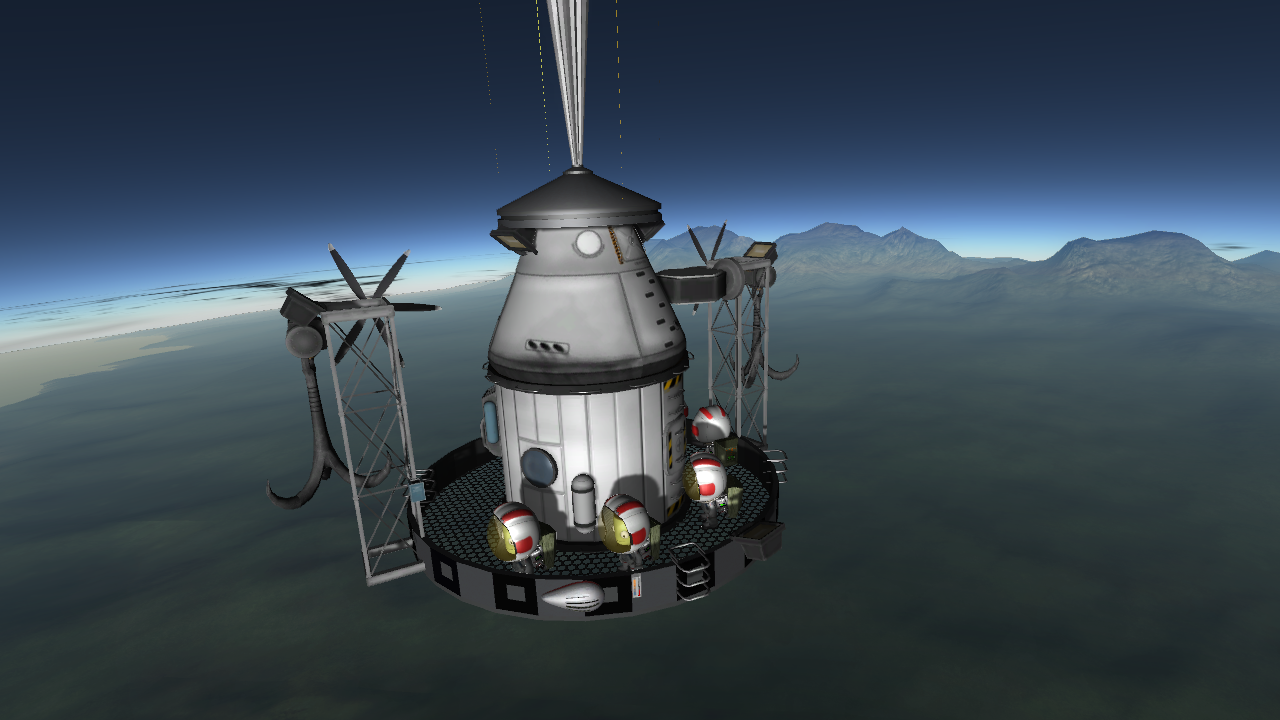 Kerbals walk on Airparked ballon platform