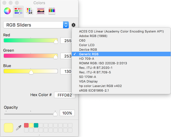 Color Config menu