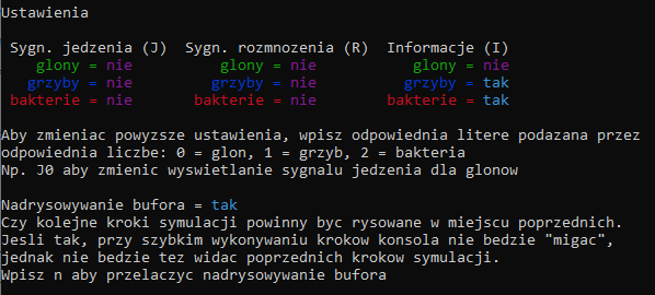 Wyświetlone ustawienia