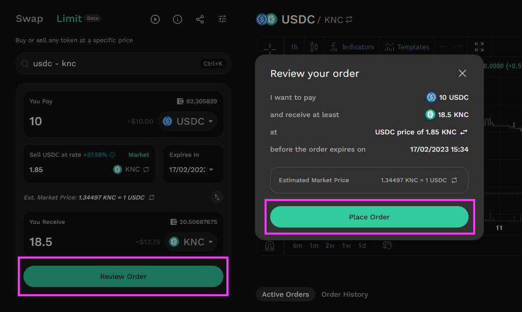 Review limit order