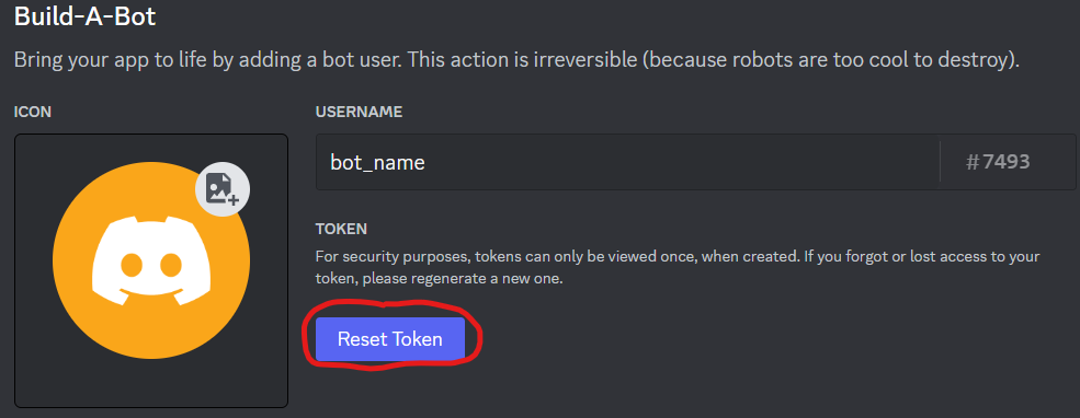 Reset the bot token