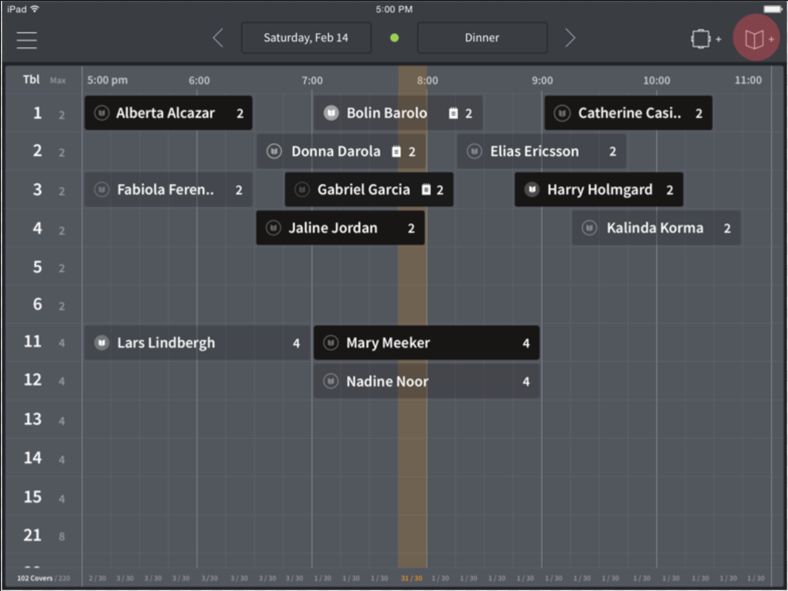 Timeline-based table