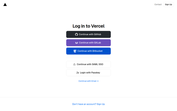 Screenshot of /login