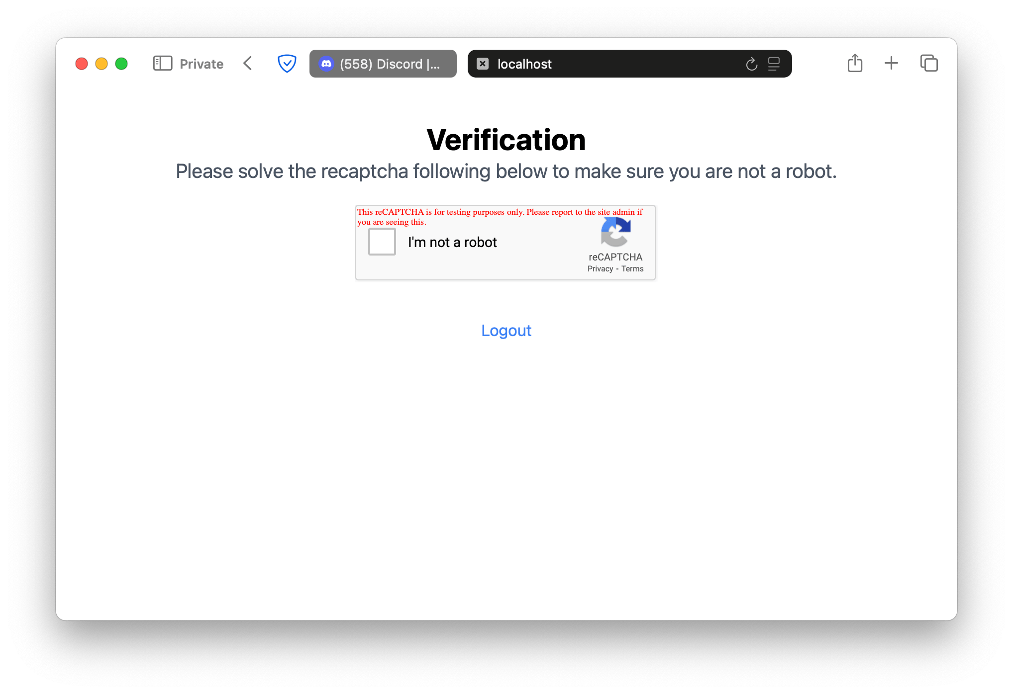 Captcha Verification Page