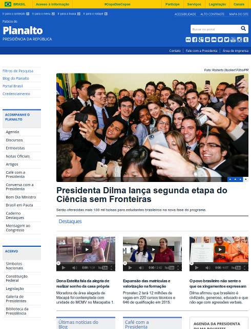The Presidency of Brazil uses collective.cover on the front page of its site.