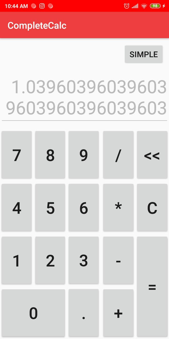 Complete calculator screenshot