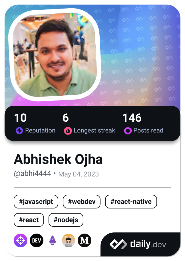 Abhishek Ojha's Dev Card