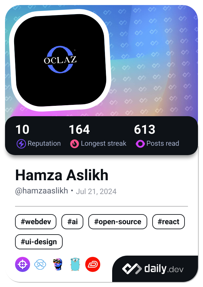 Hamza Aslikh's Dev Card