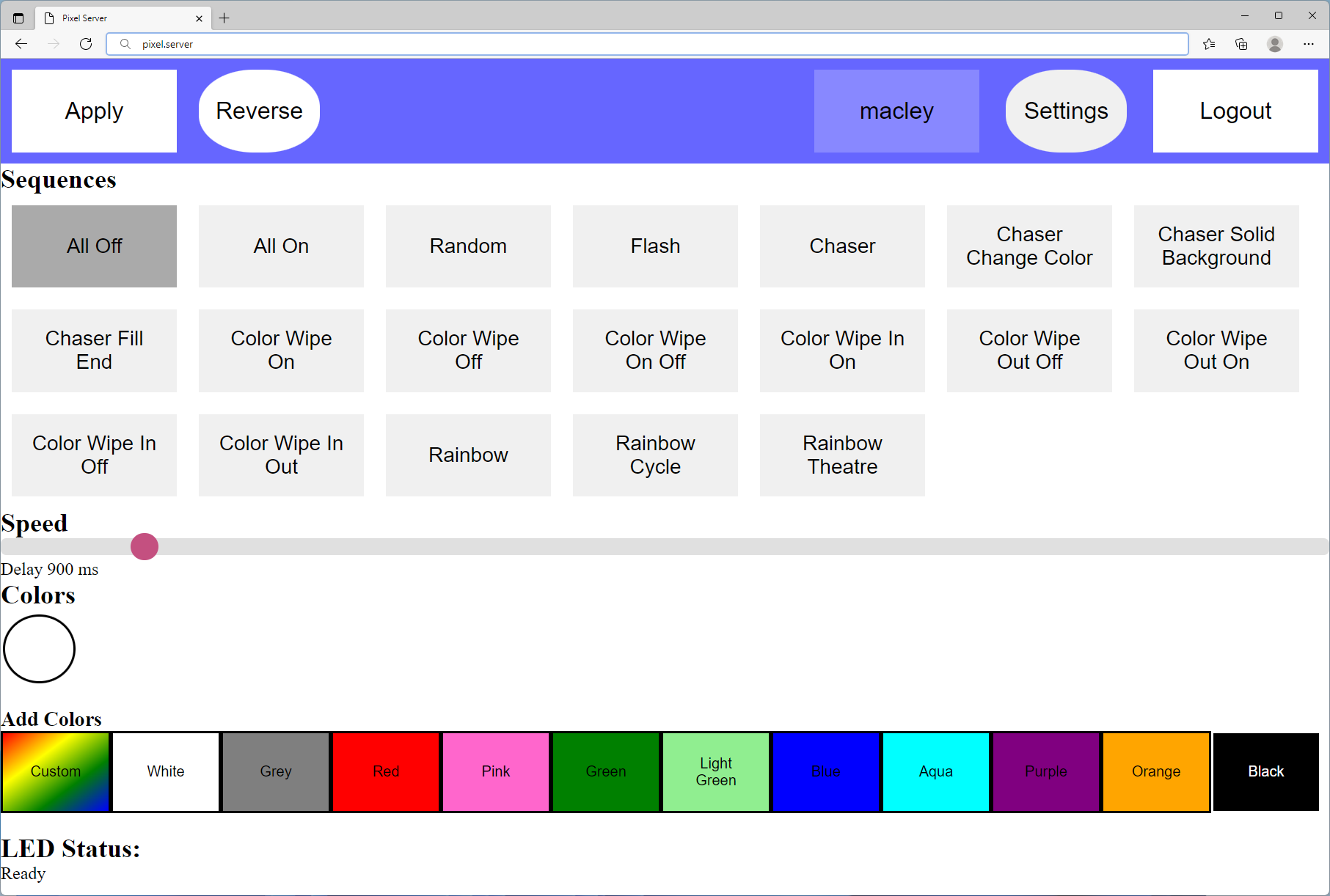 NeoPixel web application