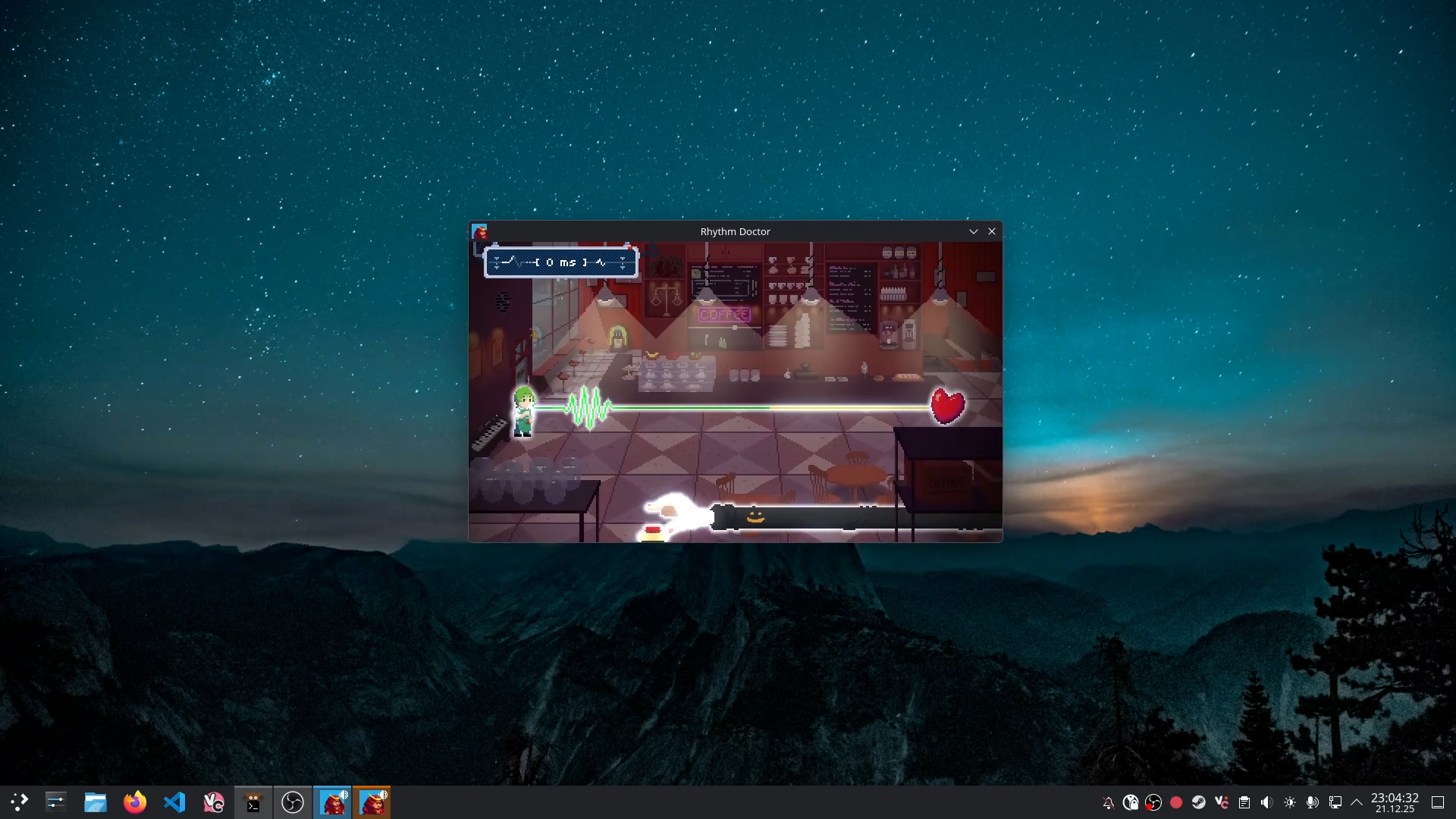 Screenshot of a Rhythm Doctor window moving