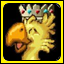 A chocobo looking very happy with a crown on it's head