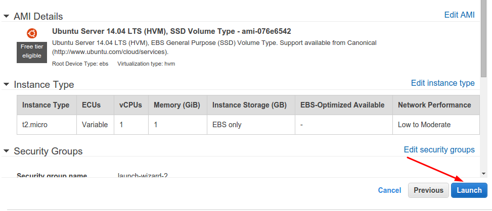 image: ec2 launch