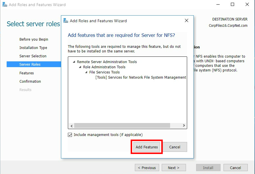 Step 8- Add Required Features for NFS