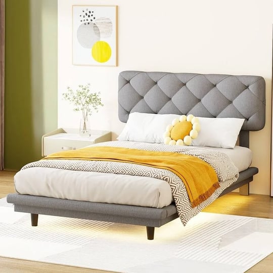 twin-size-upholstered-bed-with-light-stripe-floating-platform-bed-linen-fabric-gray-1