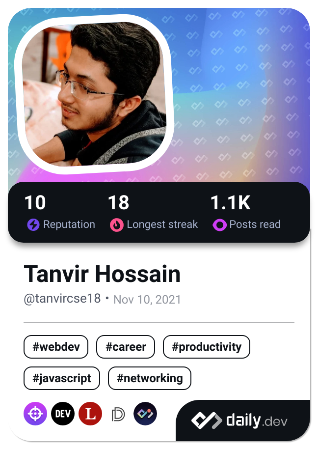 Tanvir Hossain's Dev Card