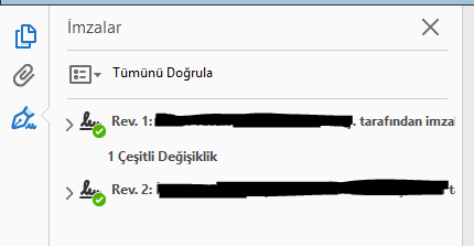 2 imzalı bir pdf çıktısı.