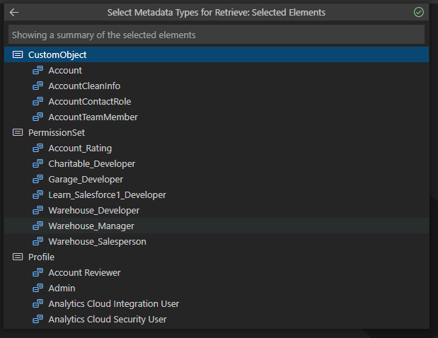 Retrive Special Types Summary