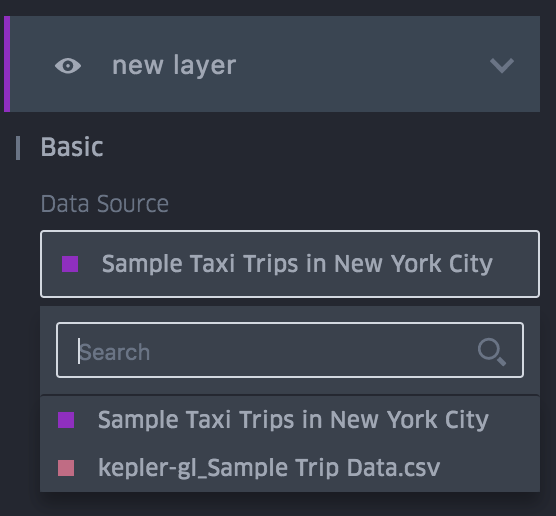 Select data source for layer