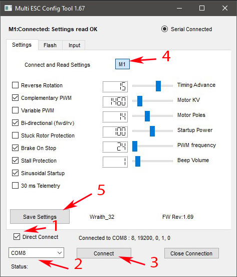 Multi ESC Config Tool setup