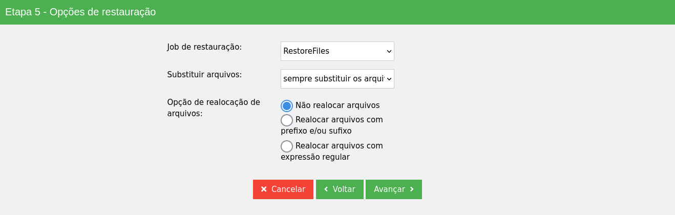 Política da substituição de arquivos