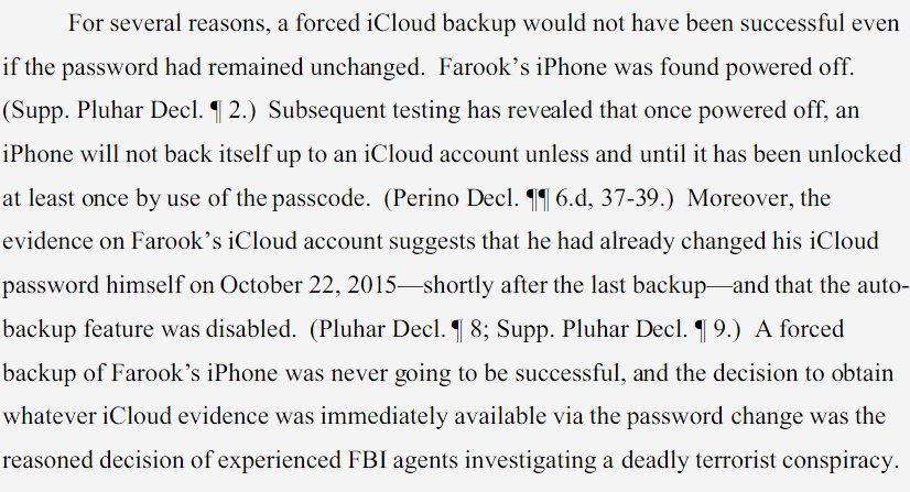 FBI says iPhone was off