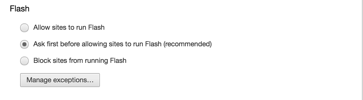 Flash Section of Chrome