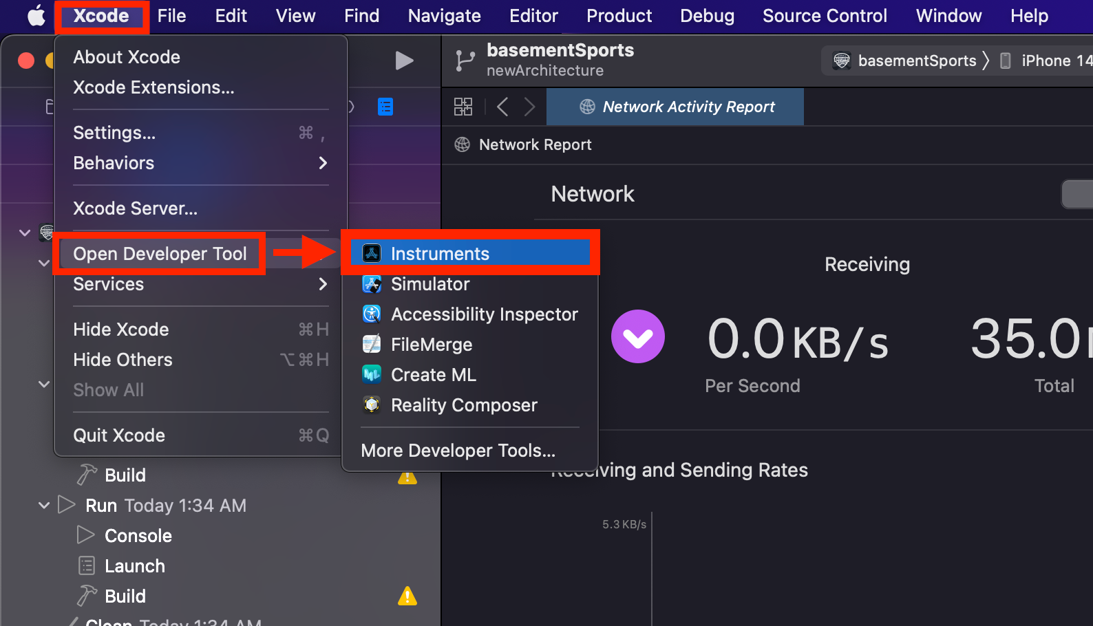 From where to open Xcode Instruments