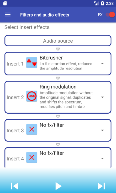 Filter and audio effects chain