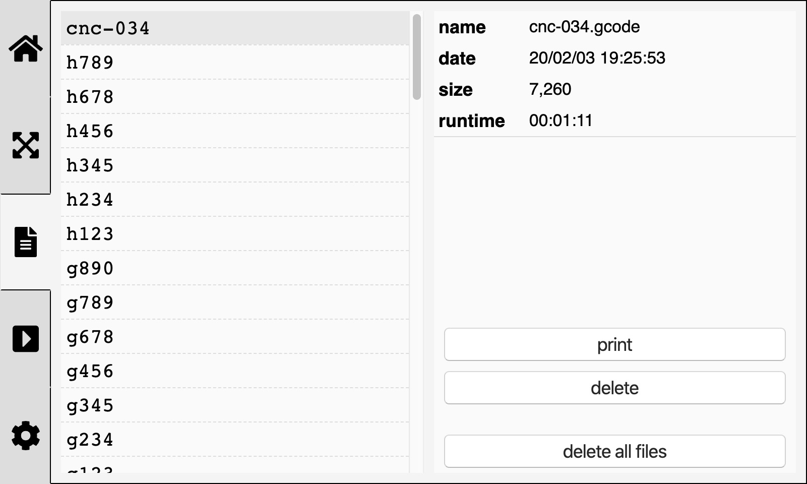 GridBot File Screen