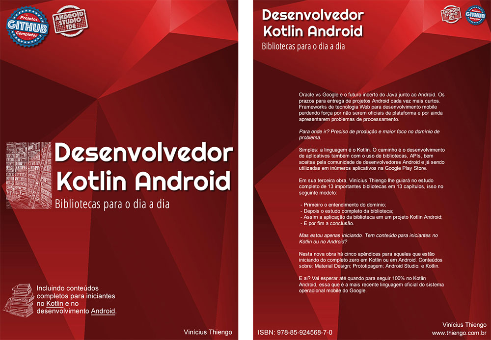 Capas do livro Desenvolvedor Kotlin Android - Bibliotecas para o dia a dia